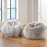 Modern Glam 3 Ft Silver Dusk Faux Fur Bean Bag - NH037992