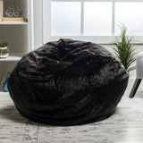 Plush New Black Fur Fabric Bean Bag - NH537992