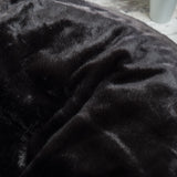 Plush New Black Fur Fabric Bean Bag - NH537992