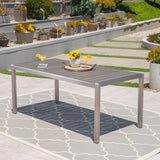 Outdoor Aluminum Dining Table with Faux Wood Top, Gray Finish - NH353503