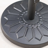 Traditional Round Black Steel Umbrella Base with Sunflower Design - NH914003