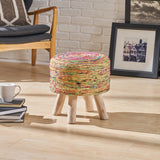 Handcrafted Boho Silk Swirl Ottoman Stool - NH199503