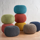 Modern Knitted Cotton Round Pouf - NH311413