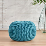 Modern Knitted Cotton Round Pouf - NH311413