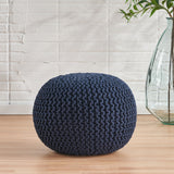 Modern Knitted Cotton Round Pouf - NH311413