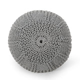 Modern Knitted Cotton Round Pouf - NH121413