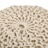 Modern Knitted Cotton Round Pouf - NH121413