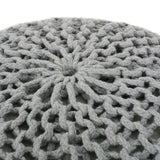 Modern Knitted Cotton Round Pouf - NH321413