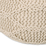 Modern Knitted Cotton Round Pouf - NH321413