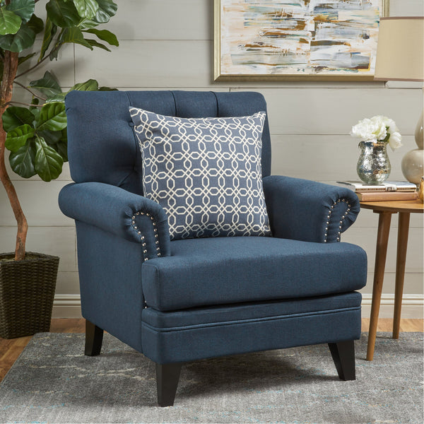 Plush Tufted Back Fabric Club Armchair - NH234103