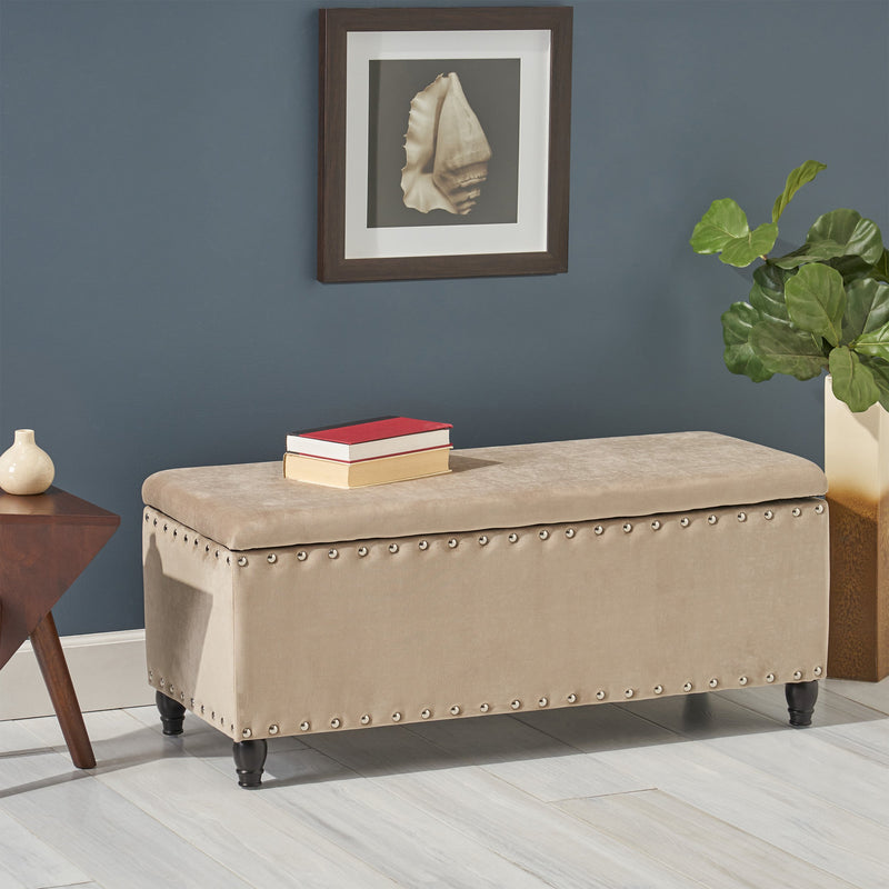 Rectangle Velvet Storage Ottoman Bench - NH318803