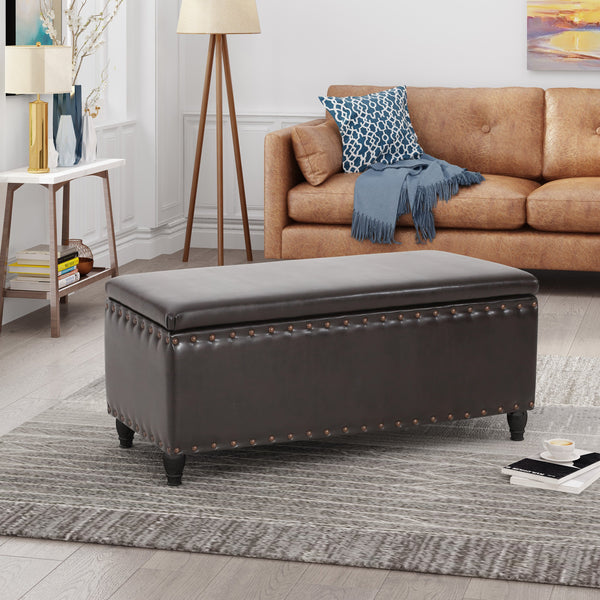 Bonded Leather Storage Ottoman - NH085113