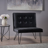 Modern Button Tufted Armless Velvet Accent Chair with Hairpin Legs - NH608003