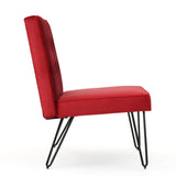 Modern Button Tufted Armless Velvet Accent Chair with Hairpin Legs - NH608003