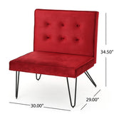 Modern Button Tufted Armless Velvet Accent Chair with Hairpin Legs - NH608003