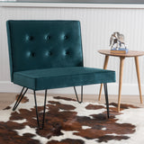 Modern Button Tufted Armless Velvet Accent Chair with Hairpin Legs - NH608003