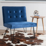 Modern Button Tufted Armless Velvet Accent Chair with Hairpin Legs - NH608003