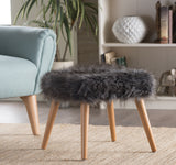 Glam Boho Faux Fur Ottoman Stool - NH335003