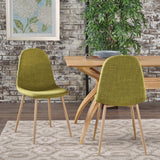 Mid Century Fabric Dining Chairs with Wood Finished Metal Legs (Set of 2) - NH037103