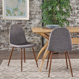 Mid Century Fabric Dining Chairs with Wood Finished Metal Legs (Set of 2) - NH037103