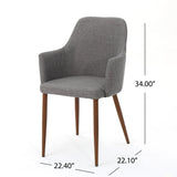 Mid Century Fabric Dining Chair with Wood Finished Metal Legs (Set of 2) - NH337103