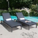 Outdoor Mesh Aluminum Frame Chaise Lounge w/ Water Resistant Cushion - NH283103