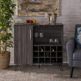 Mid Century Modern Wine Rack Bar Cabinet - NH403303