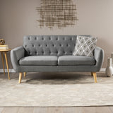 Petite Mid Century Modern Tufted Fabric Love Seat - NH758103