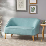 Mid-Century Modern Fabric Upholstered Shell Loveseat w/ Channel Stitching - NH720203