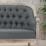 French Style Weathered Wood Tufted Loveseat - NH145303