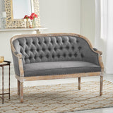 French Style Weathered Wood Tufted Loveseat - NH145303