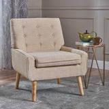 Mid-Century Modern Button Tufted Fabric Upholstered Accent Chair - NH588103