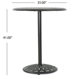 Outdoor Patina Copper Finish Cast Aluminum Bar Table - NH638003