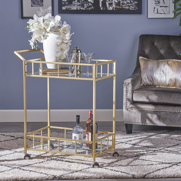 Indoor Modern Iron and Glass Bar Cart - NH864403