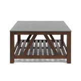 Farmhouse Coffee Table With Faux Stone Top - NH255703