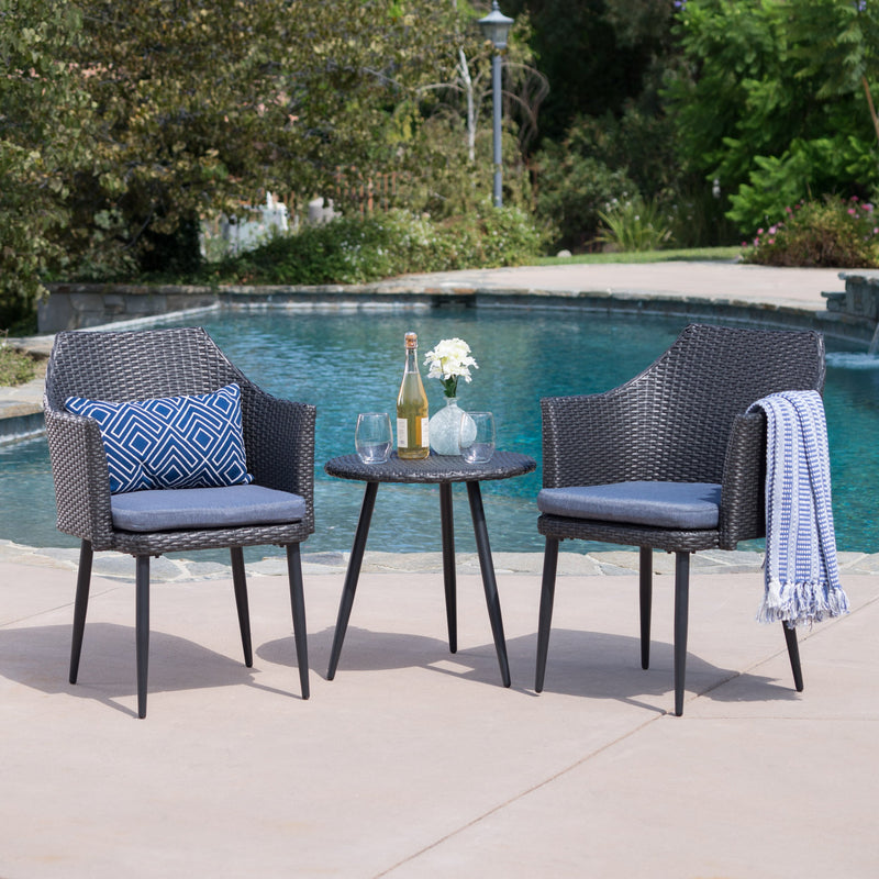 Outdoor 3 Piece Wicker Chat Set with Water Resistant Cushions - NH425103