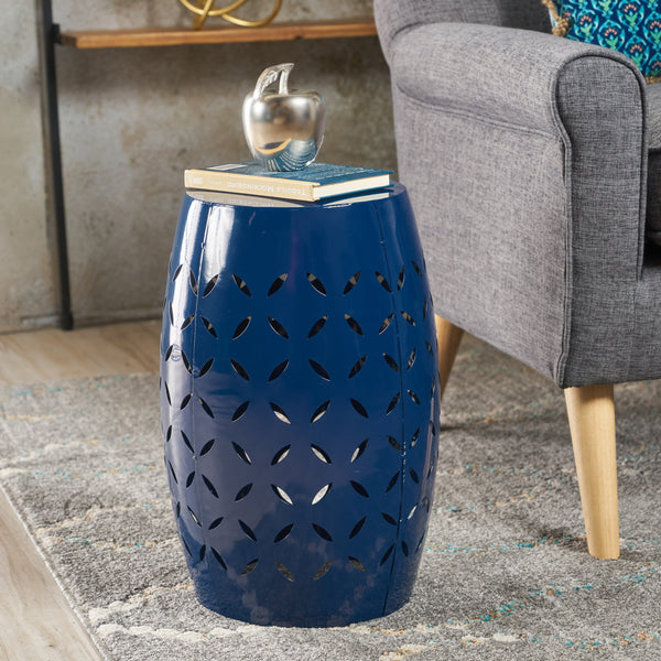 Boho Iron Drum Accent Table - NH677103