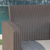 Outdoor 4 Piece Charcoal Faux Wicker Rattan Style Chat Set - NH126203