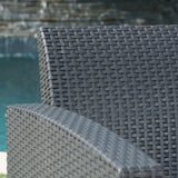 Outdoor 4 Piece Charcoal Faux Wicker Rattan Style Chat Set - NH126203