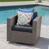 Outdoor Wicker Swivel Club Chair with Water Resistant Cushions - NH209103