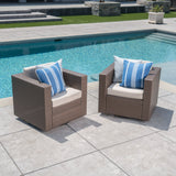 Outdoor Wicker Swivel Club Chair with Water Resistant Cushions - NH209103