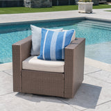 Outdoor Wicker Swivel Club Chair with Water Resistant Cushions - NH209103