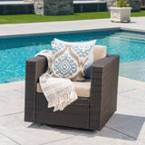 Outdoor Wicker Swivel Club Chair with Water Resistant Cushions - NH209103