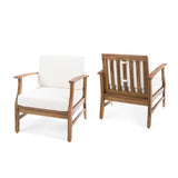 Outdoor Teak Finished Acacia Wood Club Chairs with Water Resistant Cushion - NH222203