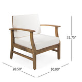 Outdoor Teak Finished Acacia Wood Club Chairs with Water Resistant Cushion - NH222203