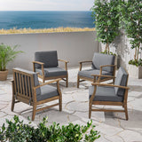 Outdoor Acacia Wood Club Chairs with Cushions - NH397703