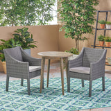 Outdoor 3 Piece Wood  and Wicker Bistro Set - NH082503