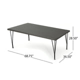 Outdoor Gray Wicker Rectangular Dining Table with Hair Pin Legs - NH871203