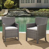 Outdoor Wicker Dining Chairs with Water Resistant Cushions (Set of 2) - NH433203