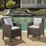 Outdoor Wicker Dining Chairs with Water Resistant Cushions (Set of 2) - NH433203